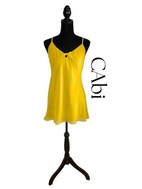 CAbi Camisole Layered Flowy Chiffon Tank Top Womens sz M Yellow Spaghetti Strap